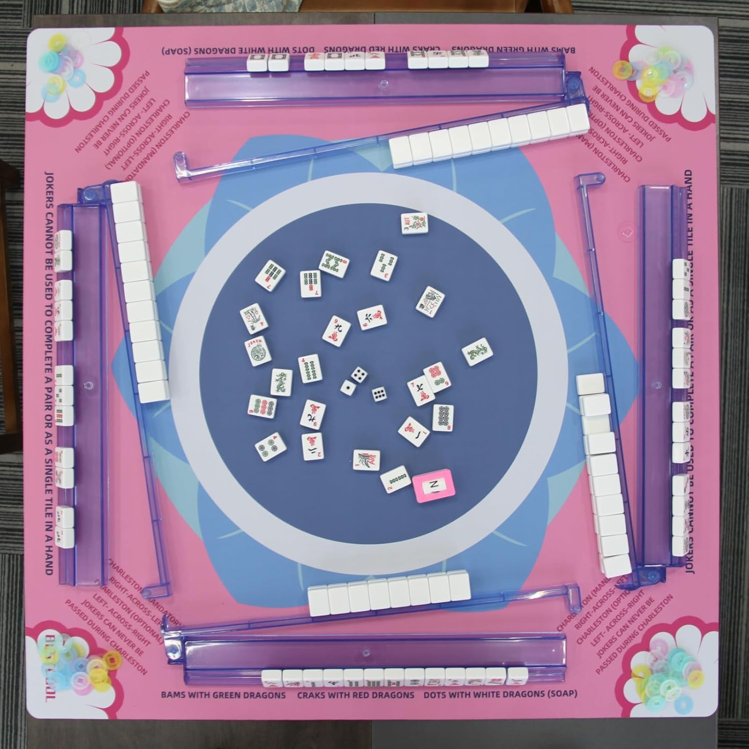 2025 Neoprene American Mahjong Mat – Odorless, Anti-Slip, No-Crease Table Mat with Rules & Instructions | Noise Reduction | Mahjong Gift Idea