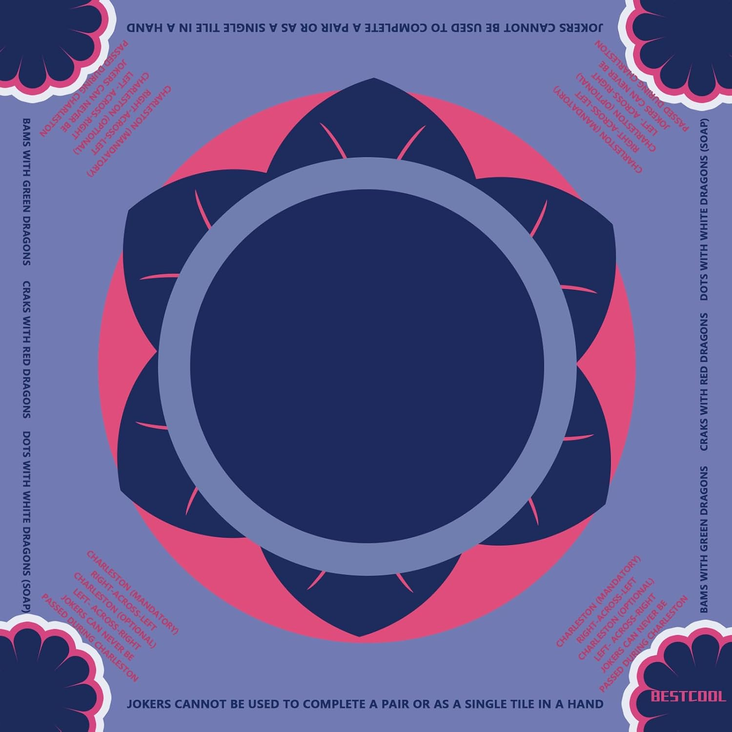 2025 Neoprene American Mahjong Mat – Odorless, Anti-Slip, No-Crease Table Mat with Rules & Instructions | Noise Reduction | Mahjong Gift Idea