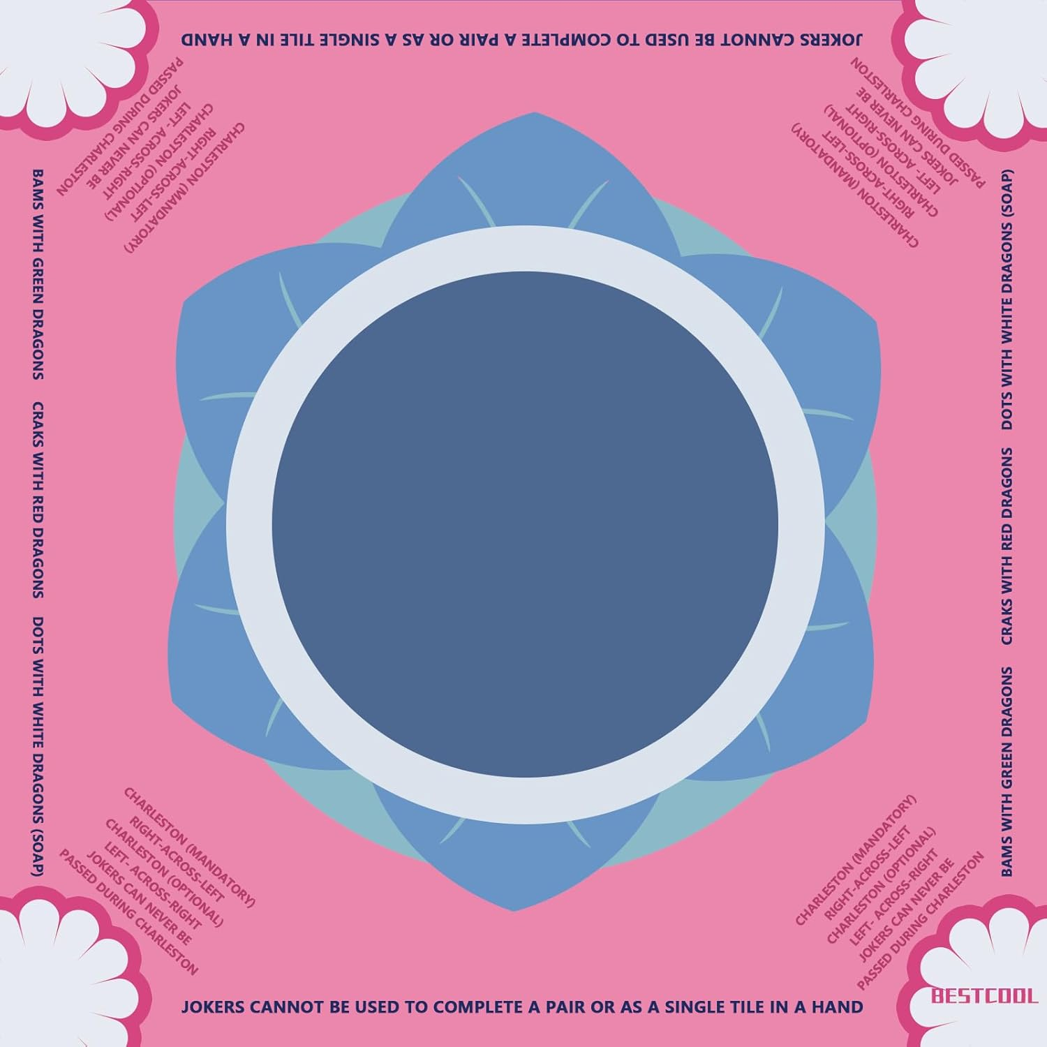 2025 Neoprene American Mahjong Mat – Odorless, Anti-Slip, No-Crease Table Mat with Rules & Instructions | Noise Reduction | Mahjong Gift Idea